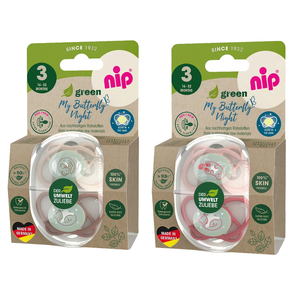 NIP My Butterfly Night Green F Силиконовая пустышка, размер 3 (16-32 месяца) N2