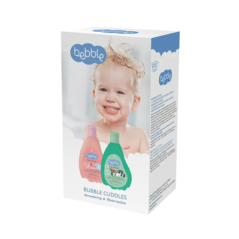 Bebble Set Kids Sampon și gel de duș pentru copii Capsuna 250ml+Sampon și gel de duș pentru copii Pe
