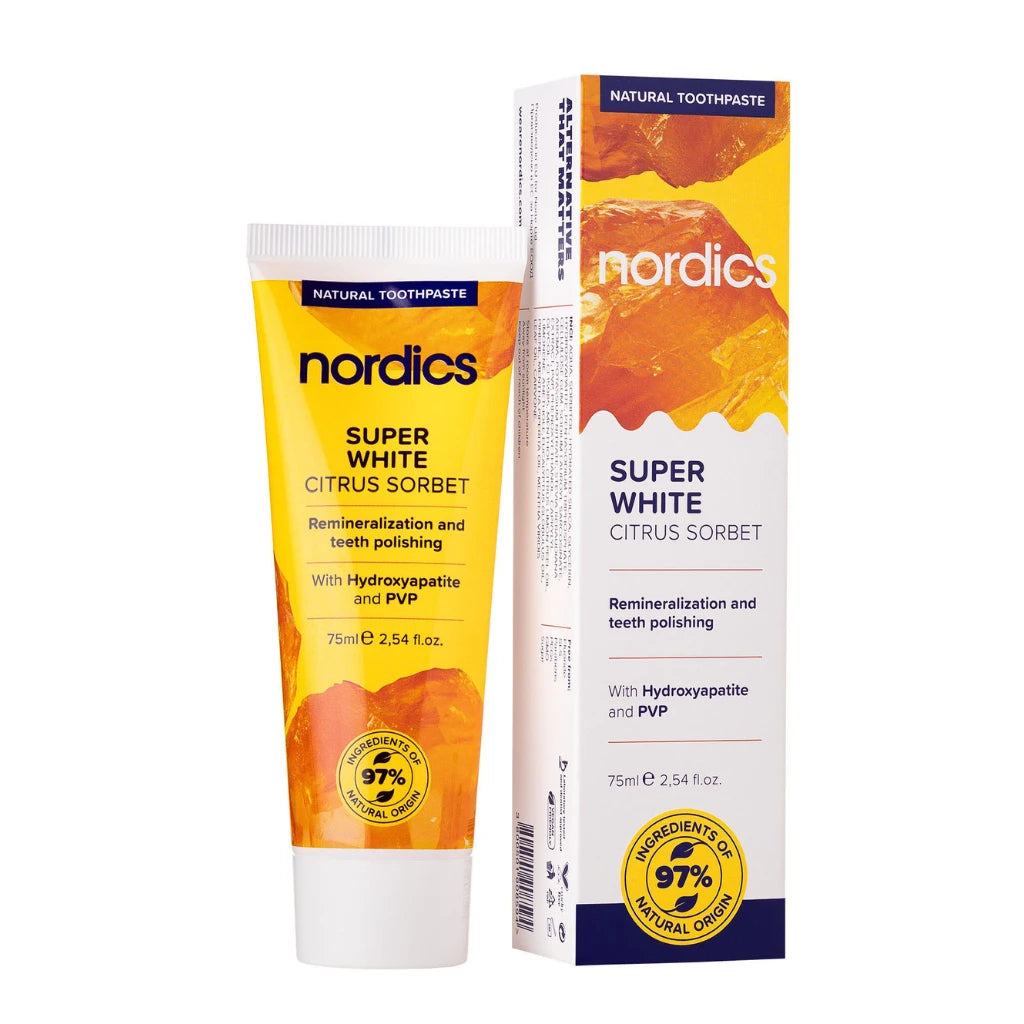 Nordics Natural Зубная паста Super white Citrus Sorbet ”жидкая эмаль” 75ml