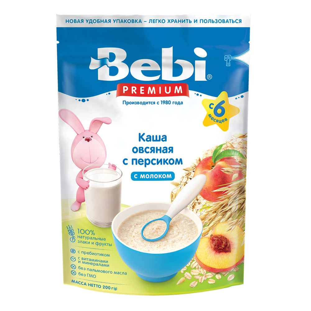 Bebi Prem Каша молочная овсяная, персик 250 g