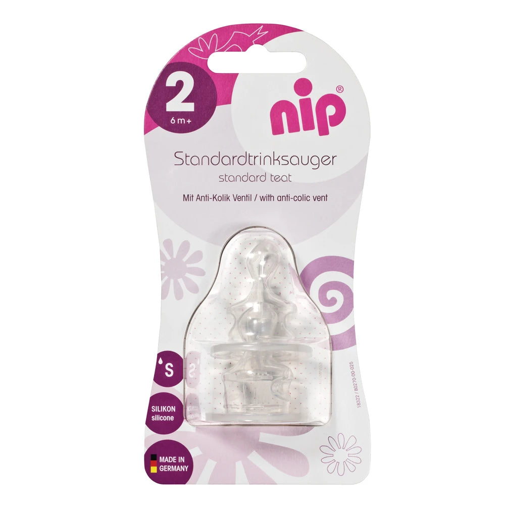 NIP Standard Tetina silicon anatomică, anti-colic, mărimea 2, (6+ luni) flux S N2