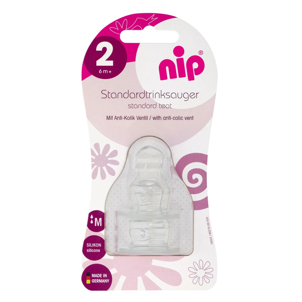 NIP Standard Tetina silicon anatomică, anti-colic, mărimea 2 (6+luni) flux M N2