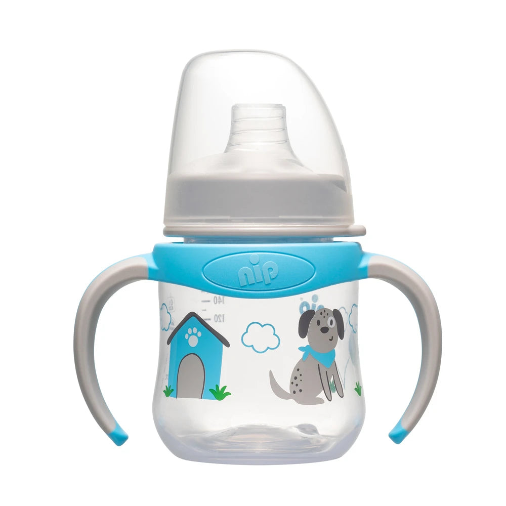 NIP Бутылочка для обучения из пластика, синяя, 6+ месяцев, 150ml