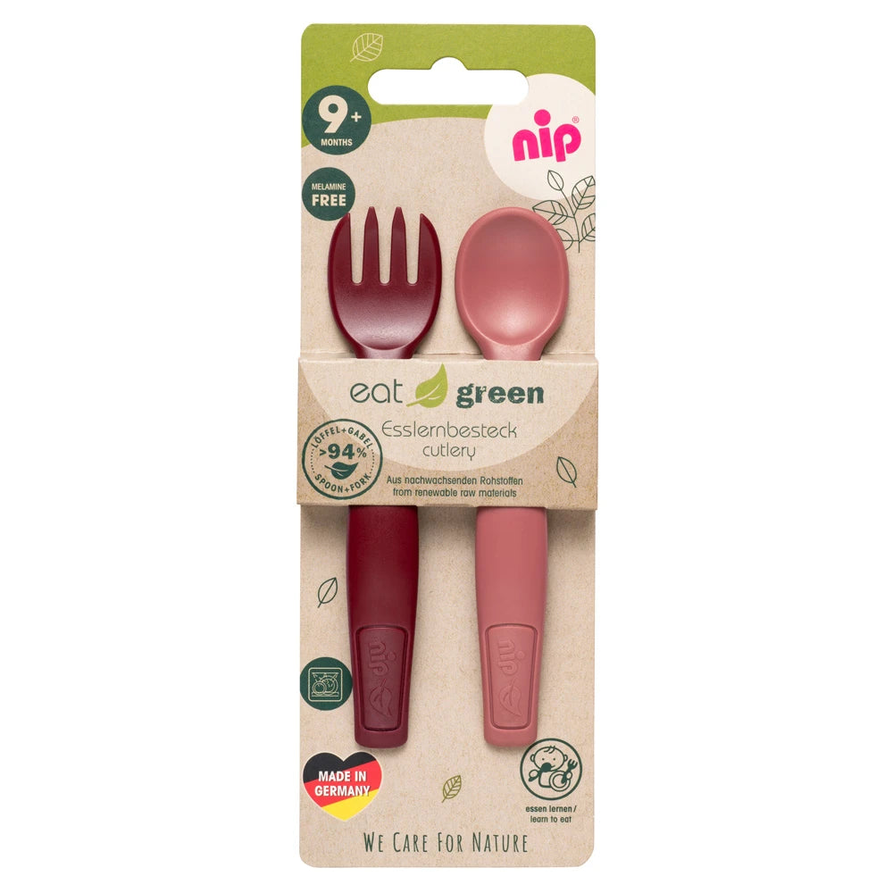 NIP Eat Green Набор столовых приборов бордовый (9+ месяцев)