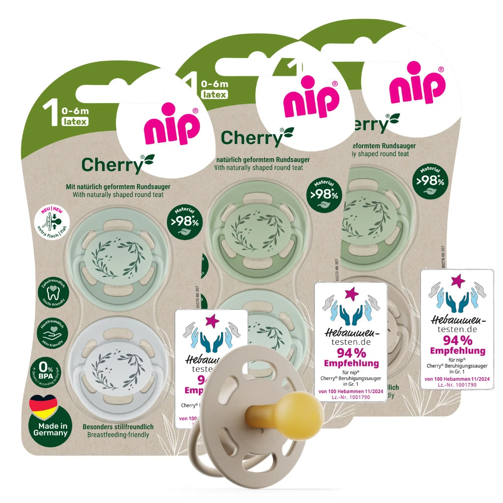 NIP Cherry B Соска-пустышка латексная, размер 1 (0-6 месяцев) N2