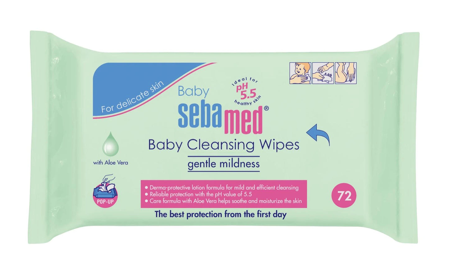 Sebamed Baby влажные салфетки для детей с Aloe Vera 72шт (2125391)