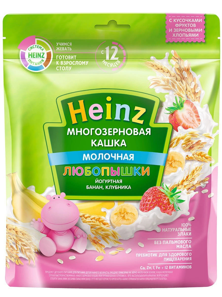 Heinz Каша йогуртовая с фруктами: банан, клубника 200g