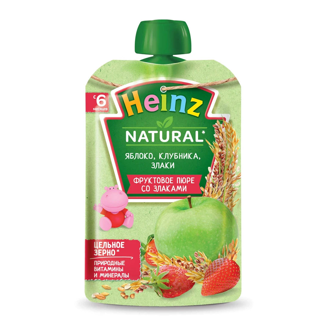 Heinz Пюре из злаков, яблок и клубники 90g