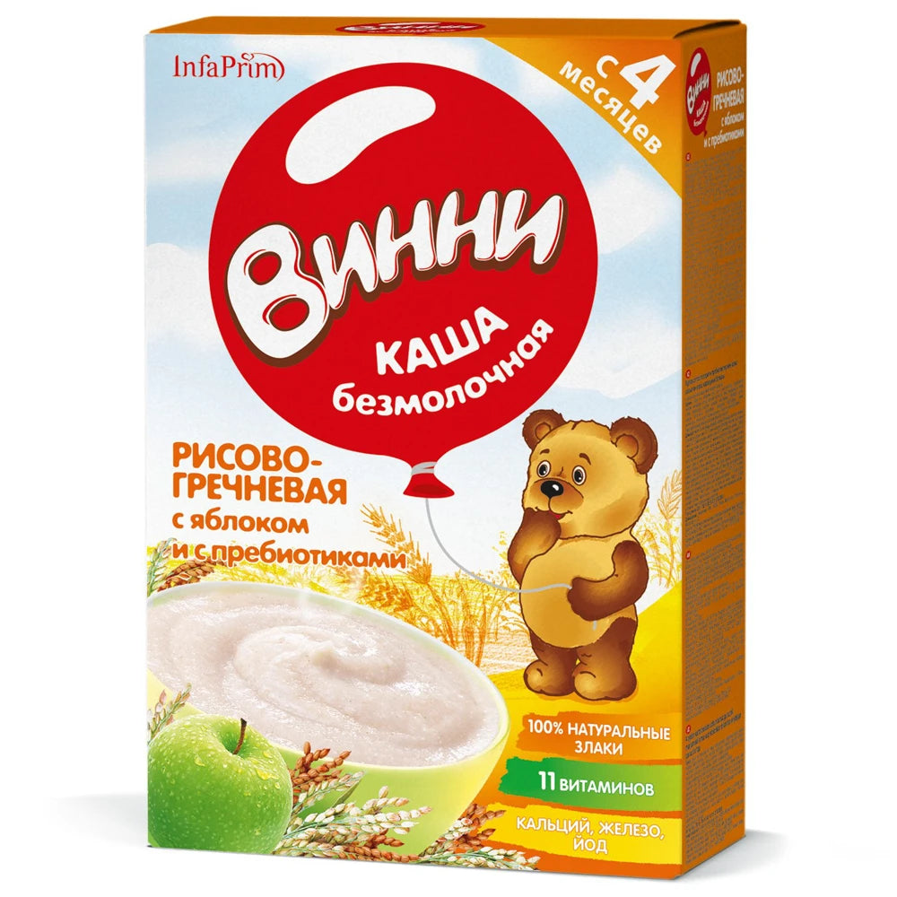 Vinni Каша безмолочная рис, гречка, яблоко, пробиотики 200g