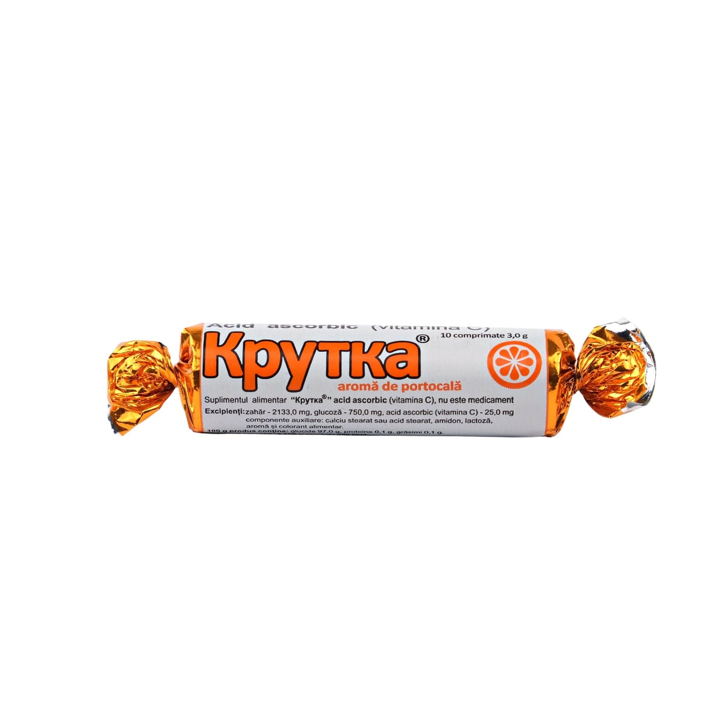 Acid ascorbic cu zahar și glucoza 25mg comp. Portocala N10 (Krutca)