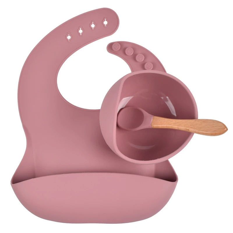 FOXIC Veselă din silicon pentru copii Nostalgia Rose (farfurie,lingură,bavetă)