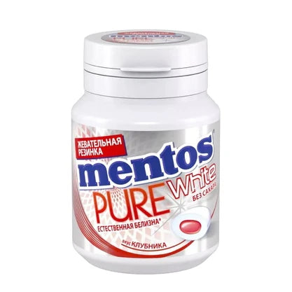 Mentos Жевательная резинка Pure White Клубника 54g