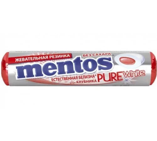 Mentos жевательная резинка Roll Pure White клубника 15,5g