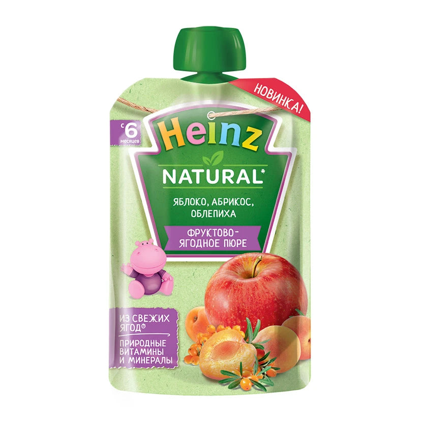 Heinz Пюре яблоко, абрикос, облепиха 90g, 6 месяцев
