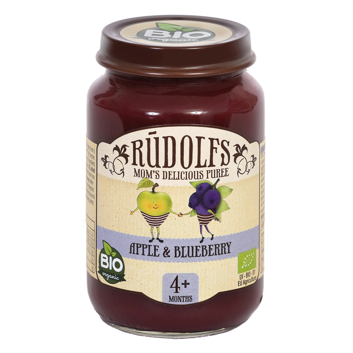 Rudolfs Organic Piure Mere, afine 190g (4+)