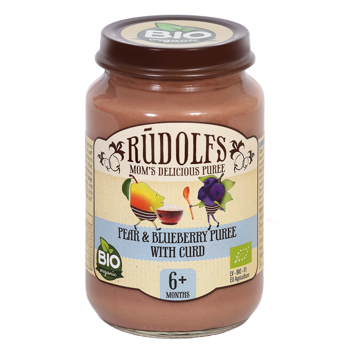 Rudolfs Organic Piure Pere și afine cu brânză 190g (6+)