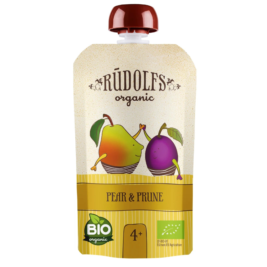 Rudolfs Organic Pouch Pere și prune 110g (4+)