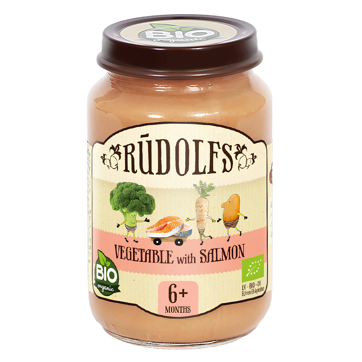 Rudolfs Organic Piure Legume cu somon 190g (6+)