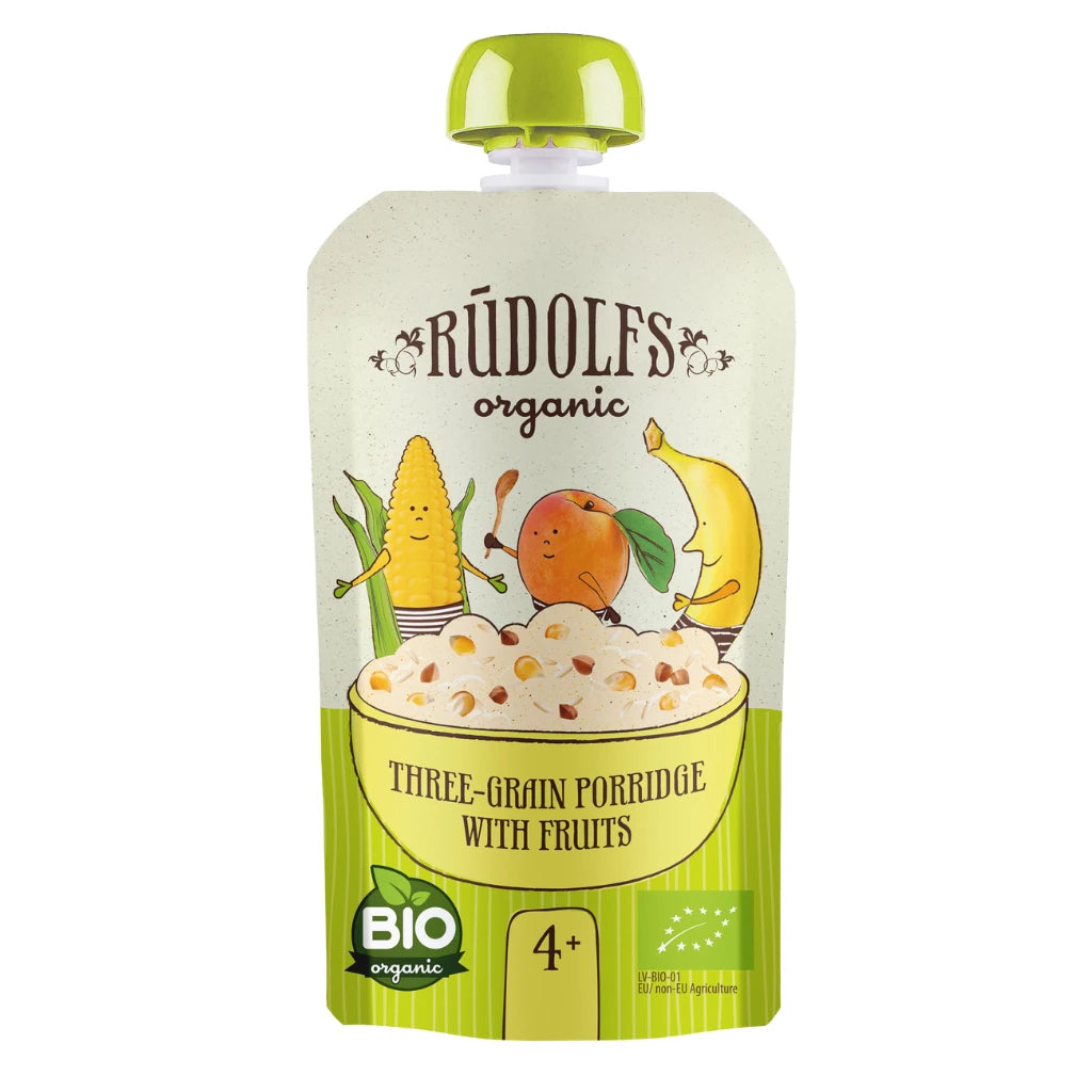 Rudolfs Organic Pouch 3 Cereale cu fructe 110g (4+)