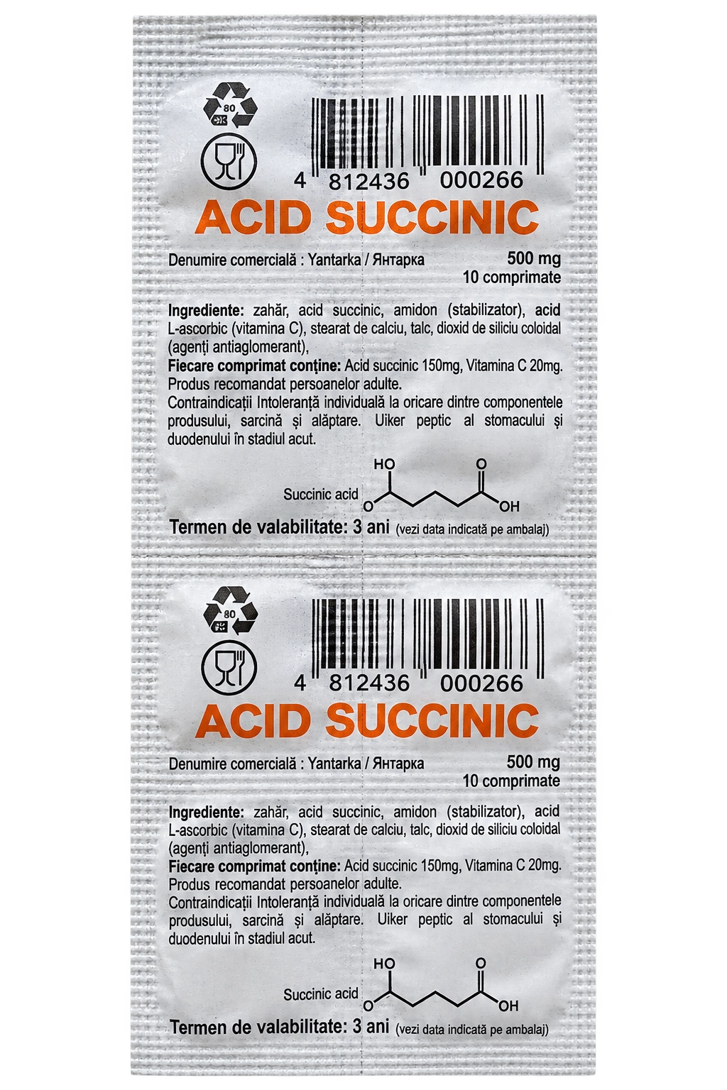 Acid succinic 150mg comp. N10 (Rica-Farm)