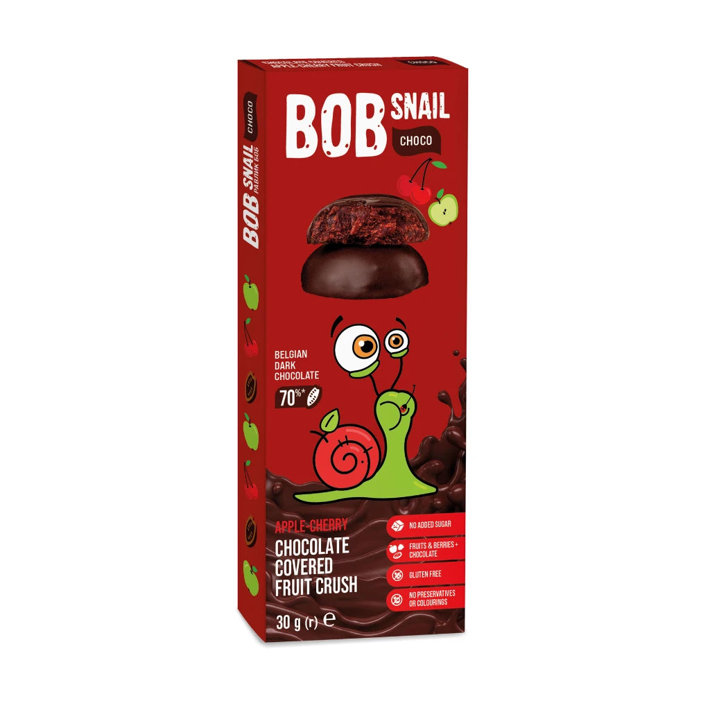 Bob Snail Натуральные конфеты яблоко-вишня - бельгийский темный шоколад 30g