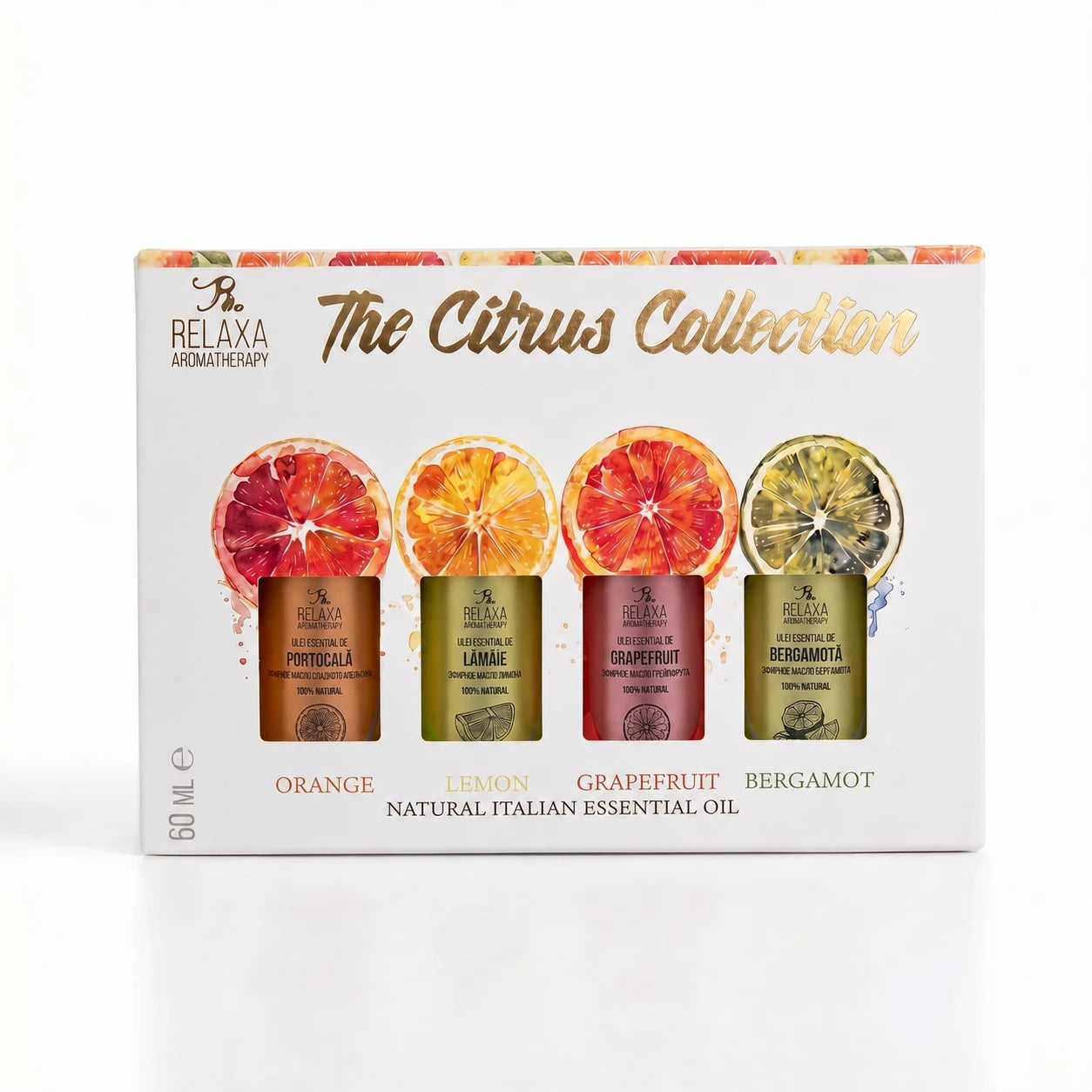 Relaxa Ulei Eteric Set Citrus Collection (portocală, lămâie, grapefruit, bergamota) 15mlx4