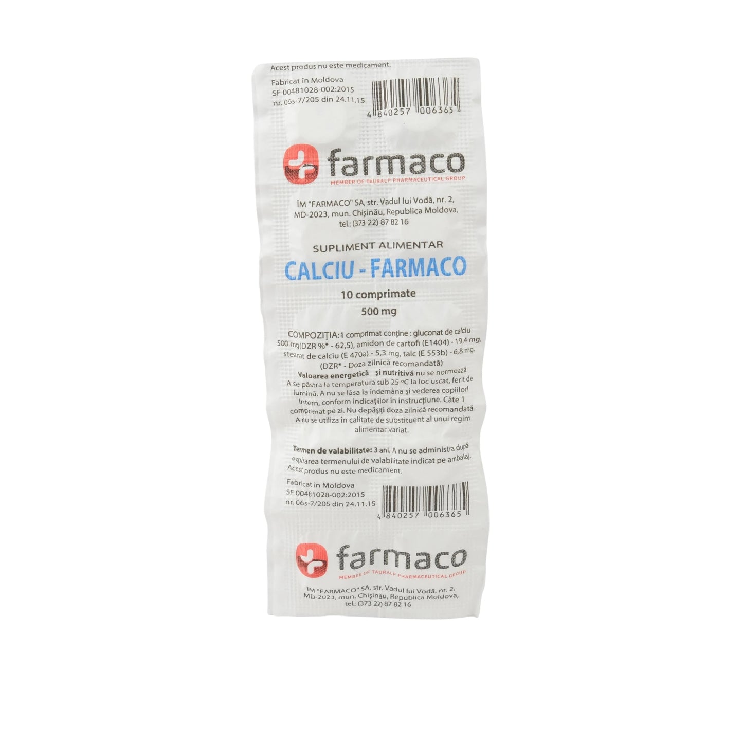 Calciu gluconat 500mg comp. N10 (Farmaco)
