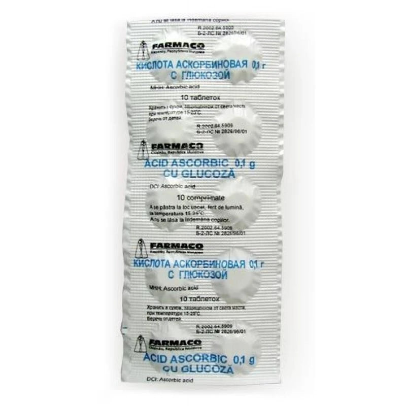 Acid ascorbic cu glucoza 100mg comp. N10(Farmaco) OTC