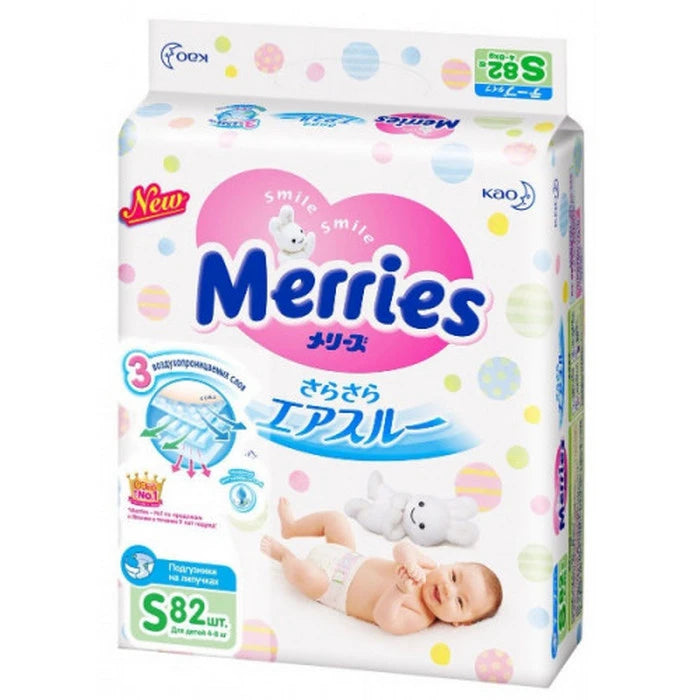 Merries Подгузники размер S (SJ) 4-8kg N82