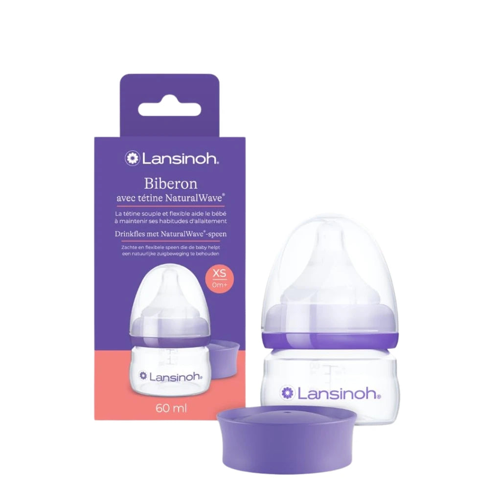 Lansinoh Biberon Anti-colic plastic, tetină silicon XS, 0+, 60ml