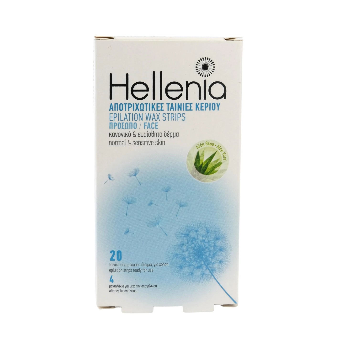 Hellenia Полоски для депиляции с холодным воском для лица N20+4 Салфетки