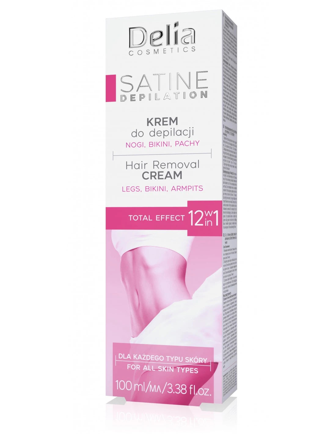 Delia Satine Cremă depilatoare pentru picioare, zona bikini și axile 12in1 total effect, 100ml