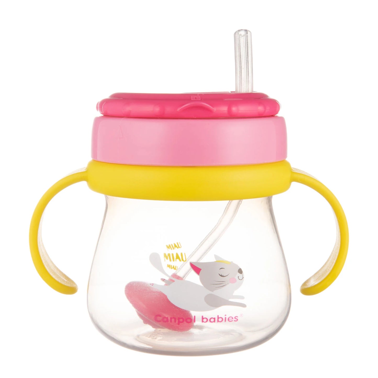 Canpol Baby 56/520 Cană sport cu pai din silicon și greutate Cat 250 ml