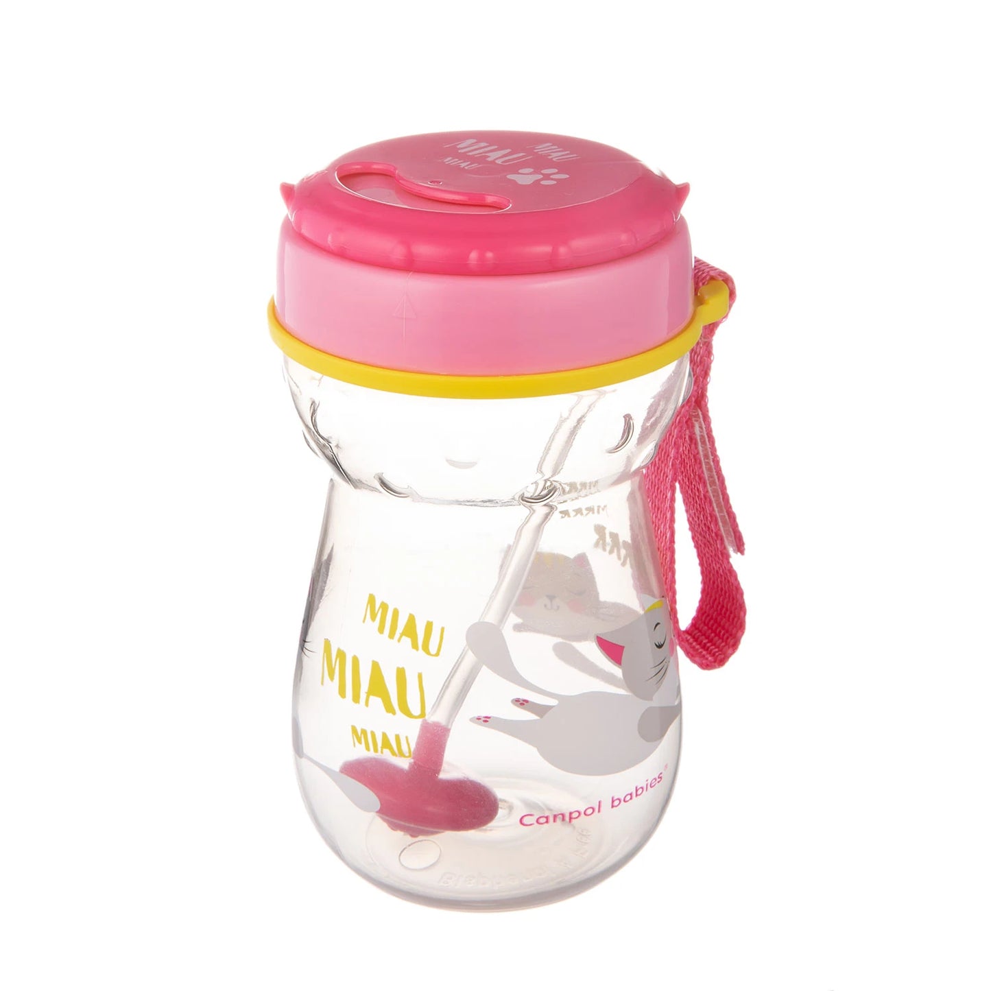 Canpol Baby 56/521 Спортивная чашка с силиконовой трубочкой и утяжелителем Cat 350 ml