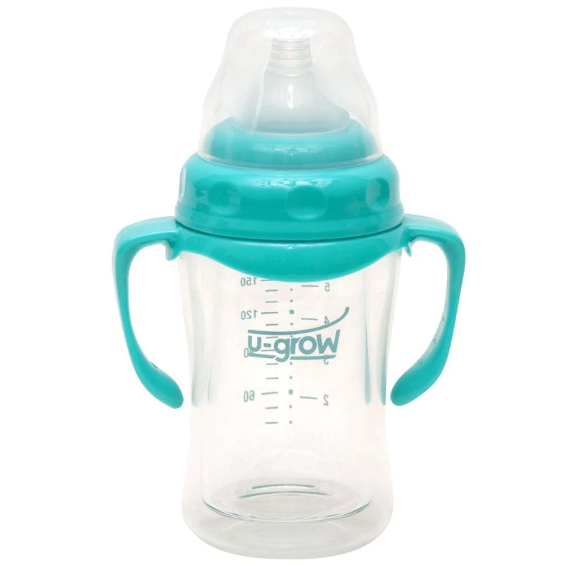 U-Grow Бутылочка 0-3 месяца из стекла 120ml с широким горлышком и мягкой пластиковой защитой A-1055