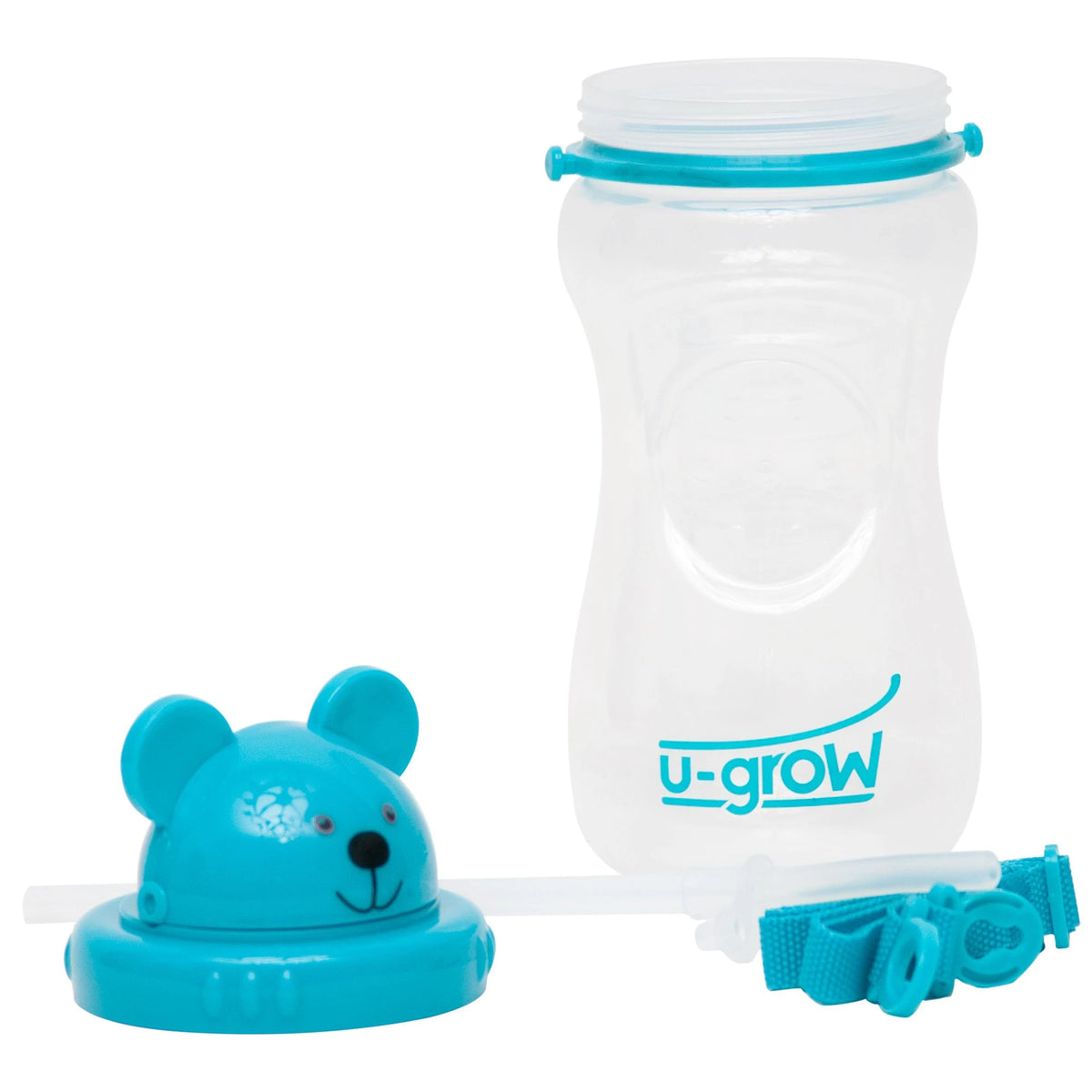 U-Grow Поильник с трубочкой и ремешком 12+ месяцев 500 ml для детей Мишка (A-1023)