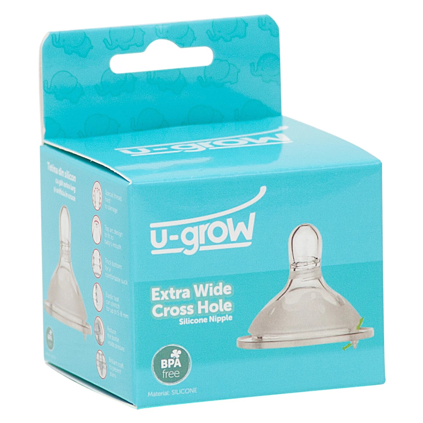 U-GROW Tetina 6+ luni cu gât Extra-Larg și Orificiu in Cruce (petrivita pentru cereale) A-1032