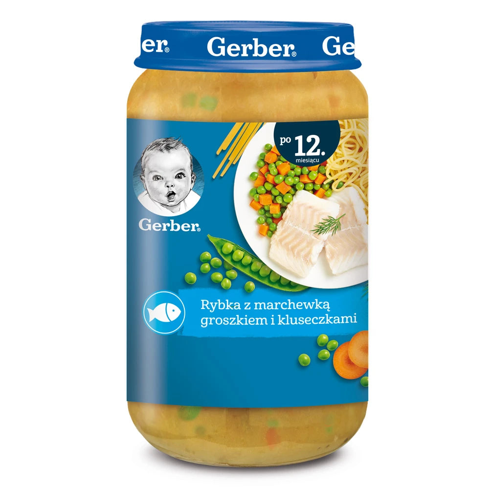 Gerber Junior пюре рыба, морковь, горох 250g