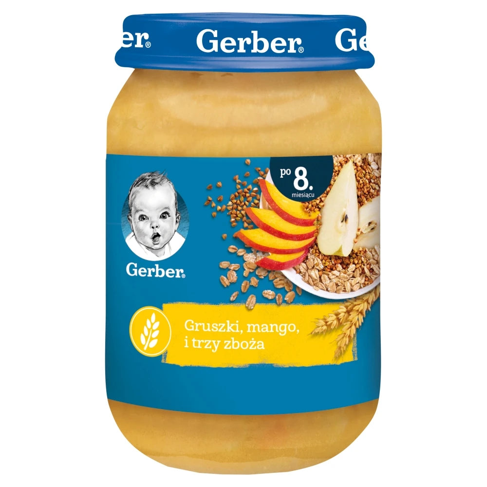 Gerber Piure de pere, mango și trei cereale 190g