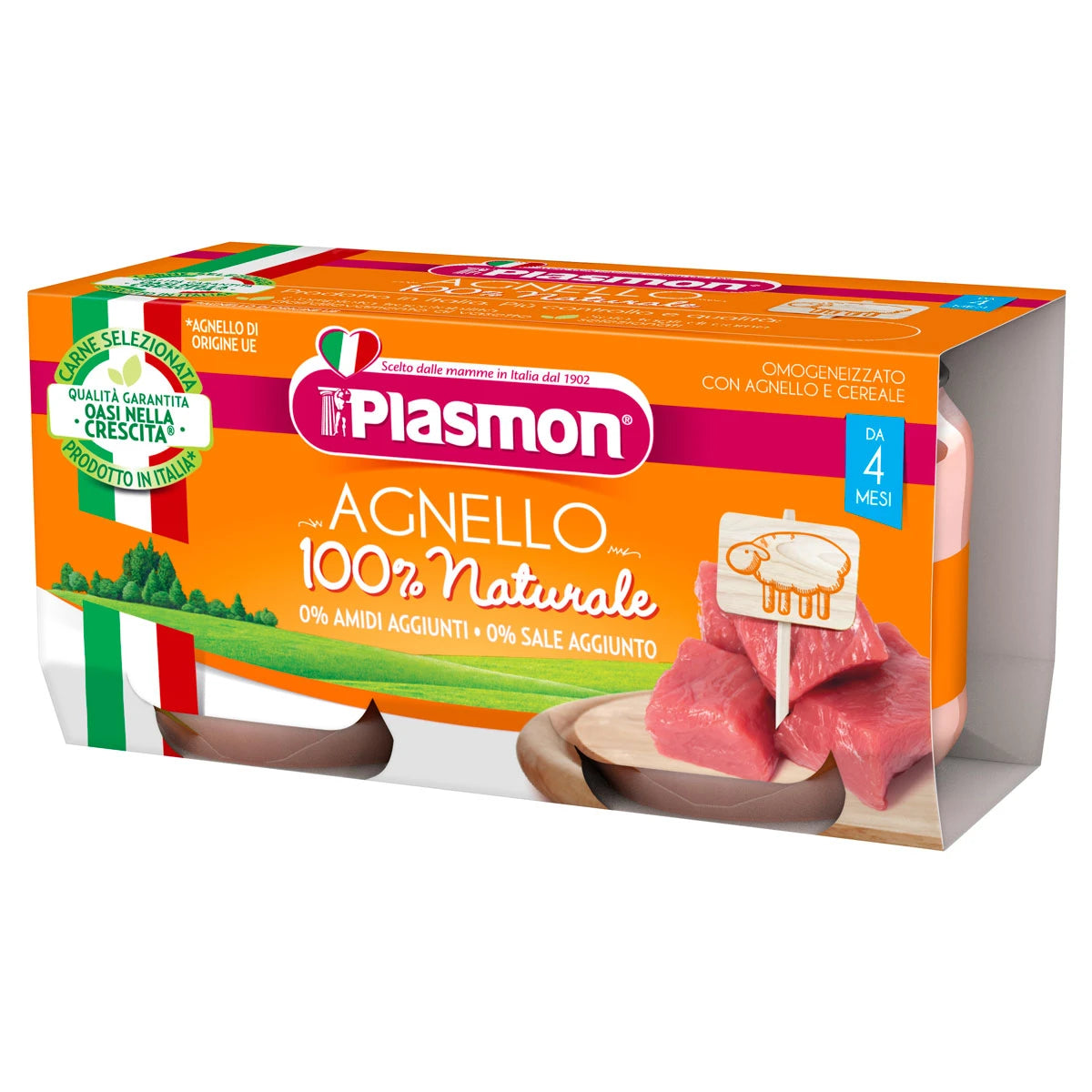 Plasmon Гомогенизированное пюре с мясом ягненка, +4 месяца, 2x80g
