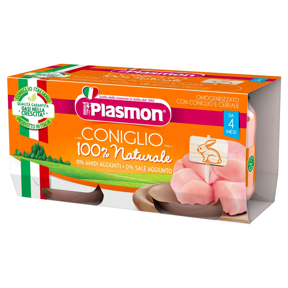 Plasmon Гомогенизированное пюре с мясом кролика, +4 месяца, 2x80g