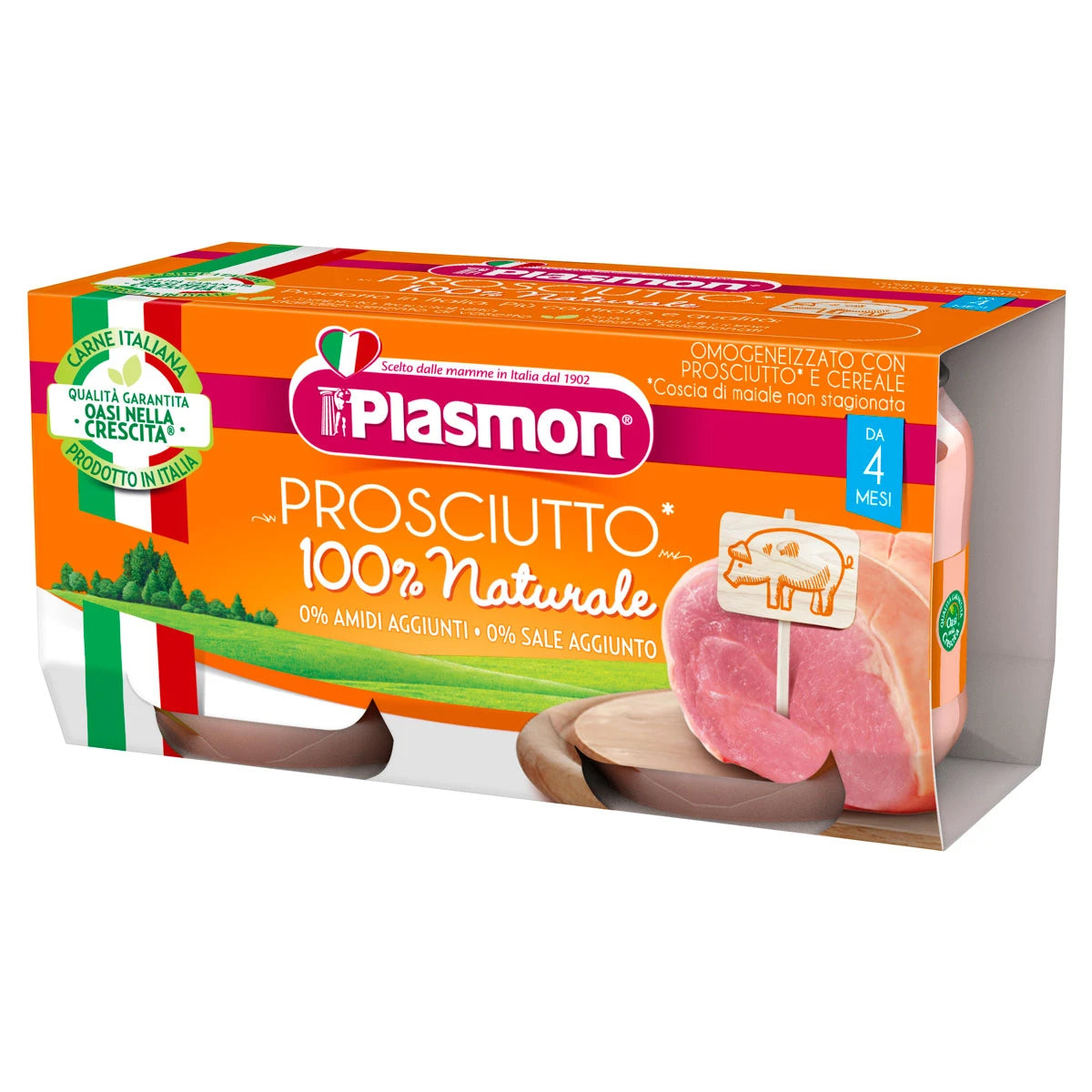 Plasmon Piure omogenizat prosciutto ,+4 luni ,2x80 g