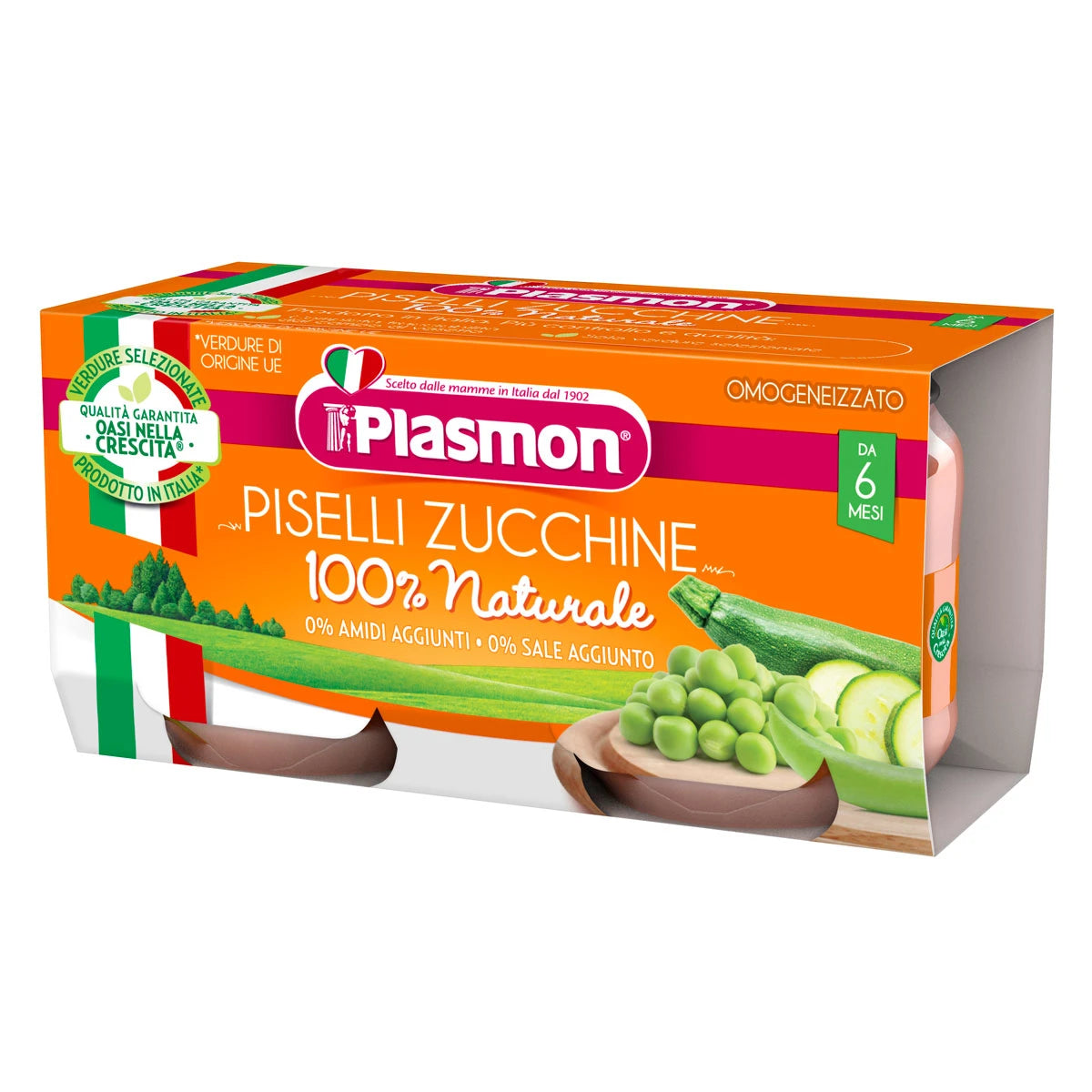 Plasmon Piure mazare cu dovlecei,+6 luni 2x80 g