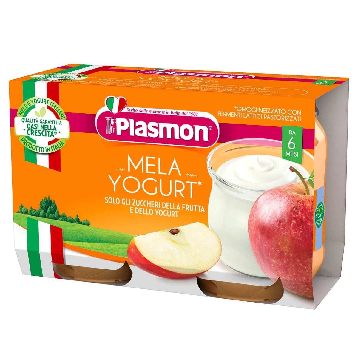 Plasmon Piure din iaurt cu mere,+6 luni ,2x120 g