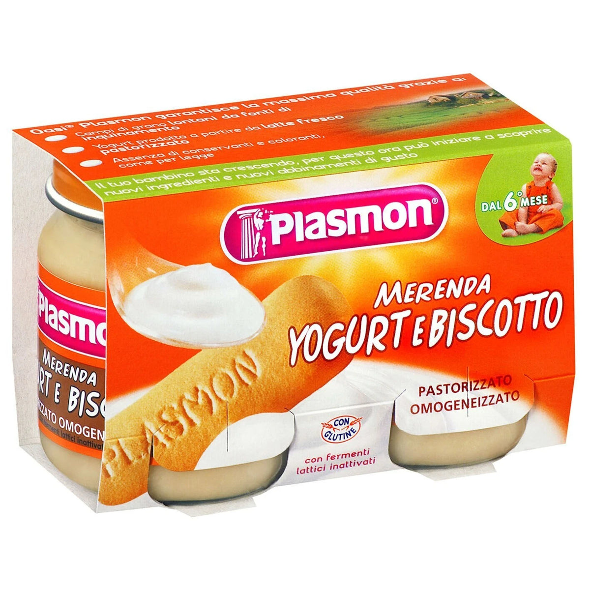 Plasmon Пюре из йогурта с печеньем, +6 месяцев, 2x120 g