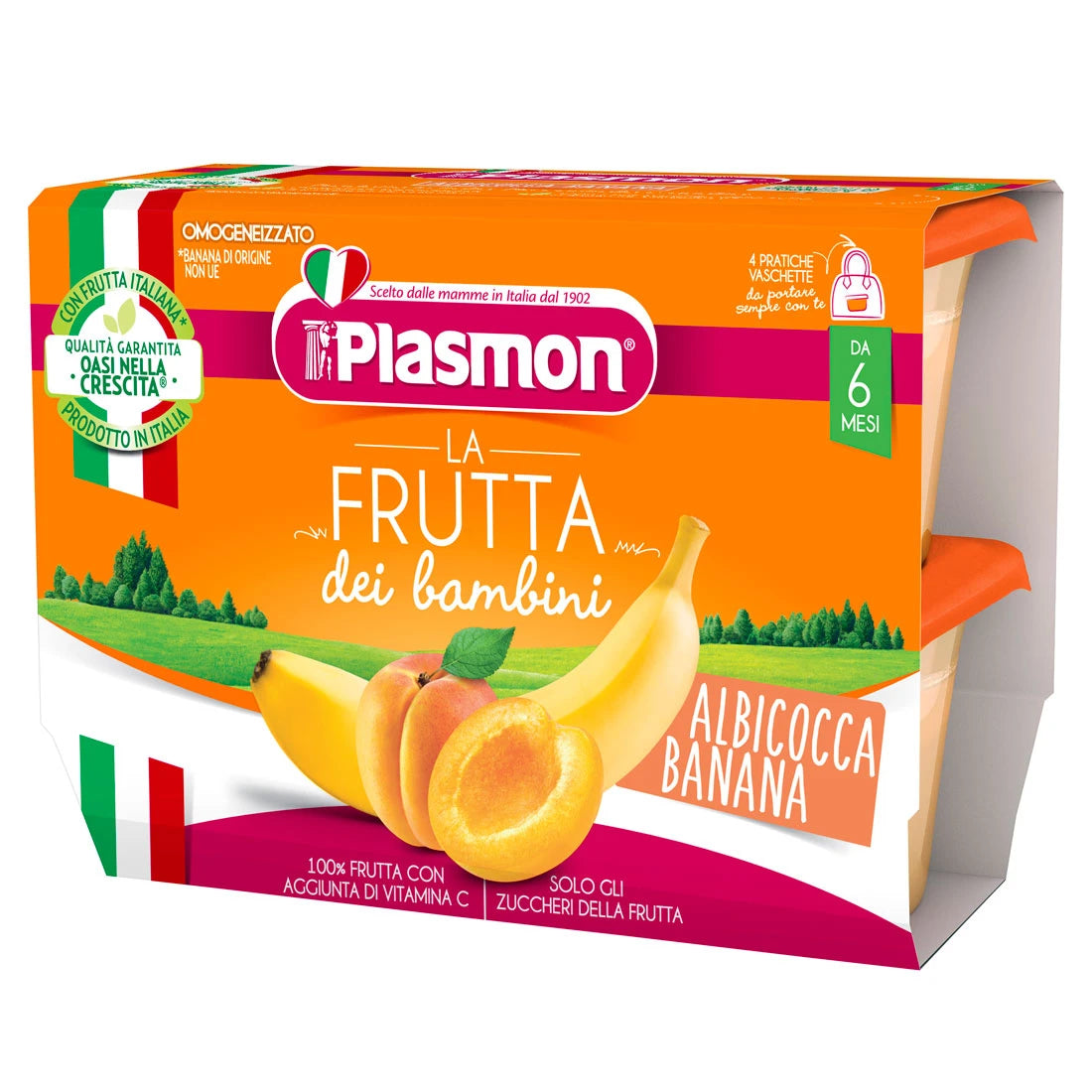 Plasmon Пюре из абрикосов и бананов, 4x100g +6 месяцев