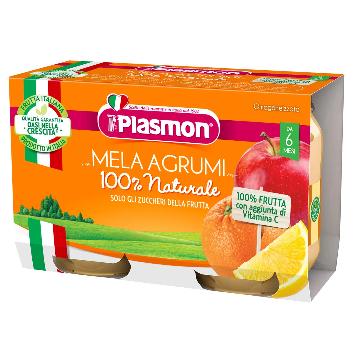 Plasmon Piure cu mere si citrus frucle +6 luni ,2x104 g