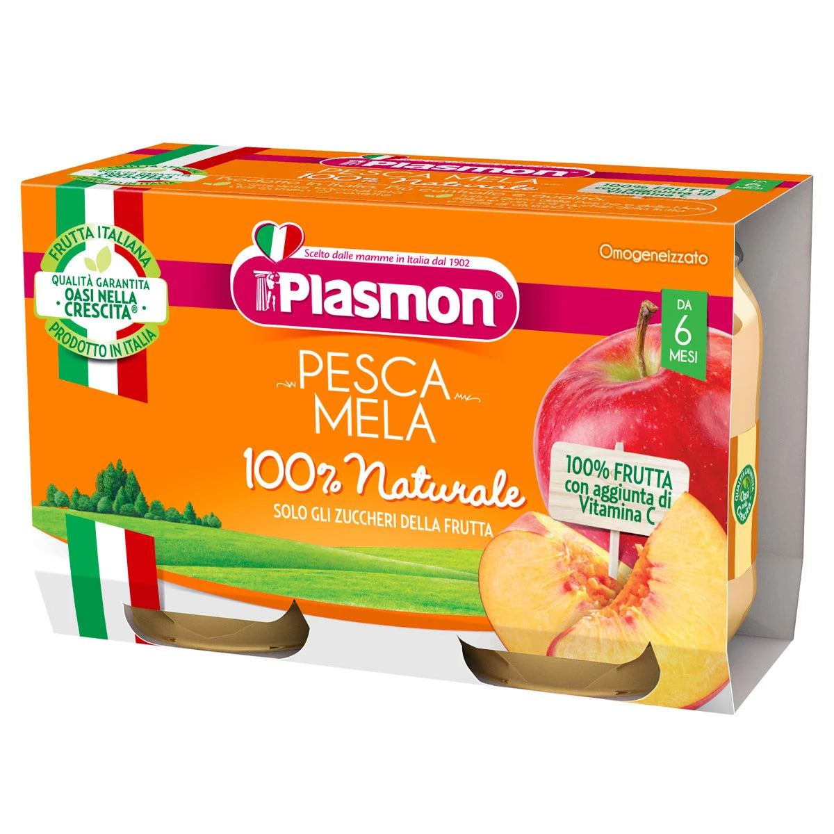 Plasmon Пюре персиковое с яблоками, +6 месяцев 2x104 g