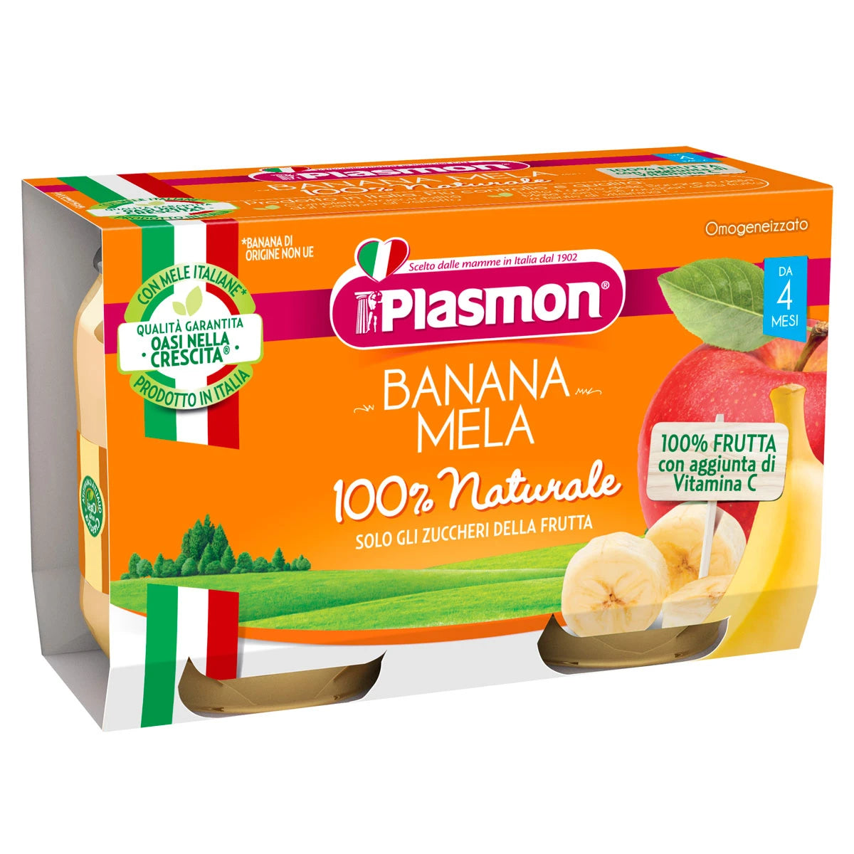 Plasmon Пюре банановое с яблоками, +4 месяца 2x104 g
