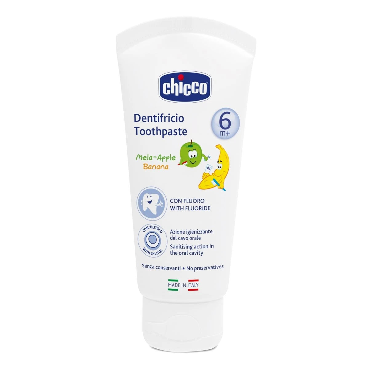 Chicco Зубная паста для детей со вкусом яблока и банана, 6+, 50 ml (23201)